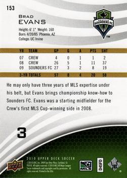 2010 Upper Deck MLS #153 Brad Evans Back