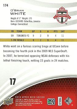 2010 Upper Deck MLS #174 O'Brian White Back