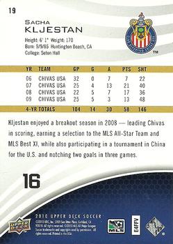 2010 Upper Deck MLS #19 Sacha Kljestan Back
