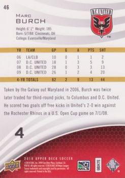 2010 Upper Deck MLS #46 Marc Burch Back