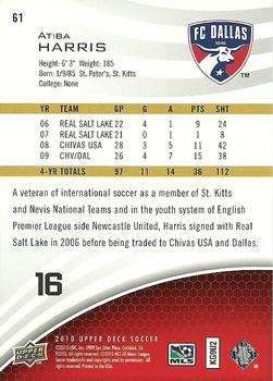 2010 Upper Deck MLS #61 Atiba Harris Back