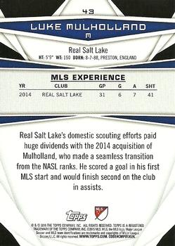 2015 Topps MLS #43 Luke Mulholland Back
