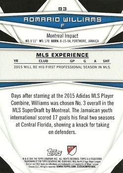 2015 Topps MLS #93 Romario Williams Back