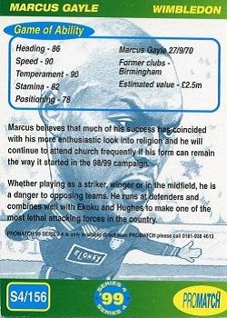 1999 Pro Match #156 Marcus Gayle Back
