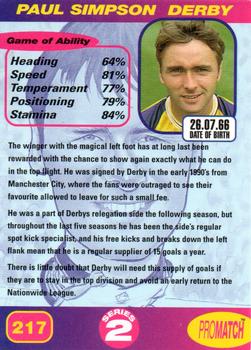 1997 Pro Match #217 Paul Simpson Back