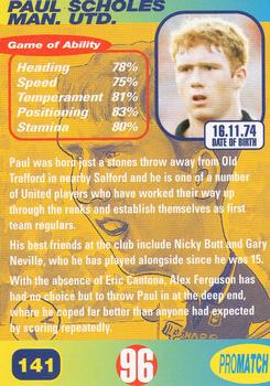 1996 Pro Match #141 Paul Scholes Back