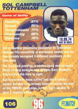 1996 Pro Match #106 Sol Campbell Back