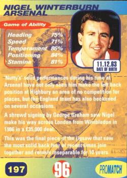 1996 Pro Match #197 Nigel Winterburn Back