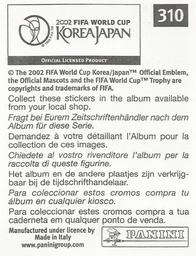 2002 Panini World Cup Stickers #310 Pauleta Back