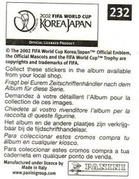 2002 Panini World Cup Stickers #232 Walter Centeno Back