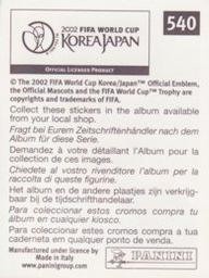 2002 Panini World Cup Stickers #540 Hiroaki Morishima Back