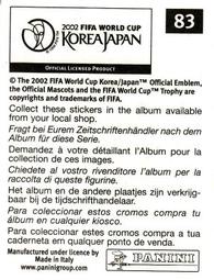 2002 Panini World Cup Stickers #83 Martin Laursen Back
