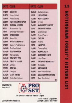 1991-92 Pro Set Fixtures #13 Brian Clough Back