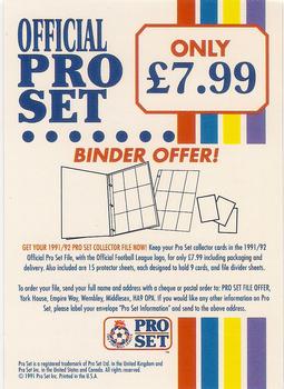 1991-92 Pro Set Fixtures #NNO Coming Soon New 1991-92 Season Cards Back