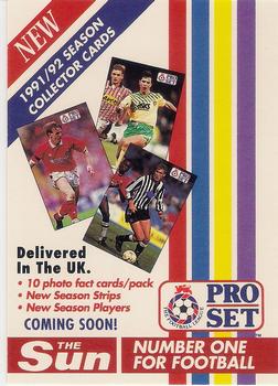 1991-92 Pro Set Fixtures #NNO Coming Soon New 1991-92 Season Cards Front