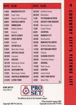 1991-92 Pro Set Fixtures #4 Terry Butcher Back