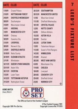 1991-92 Pro Set Fixtures #7 Tony Dorigo  Back