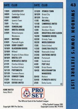 1991-92 Pro Set Fixtures #43 Glenn Hoddle Back