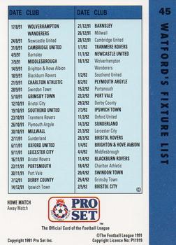 1991-92 Pro Set Fixtures #45 Steve Perryman Back