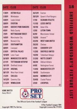 1991-92 Pro Set Fixtures #18 John Sheridan Back