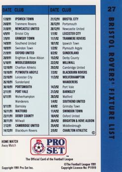 1991-92 Pro Set Fixtures #27 Carl Saunders  Back