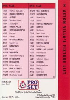 1991-92 Pro Set Fixtures #2 Steve Staunton  Back