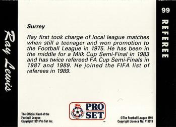 1991-92 Pro Set Fixtures #99 Ray Lewis Back