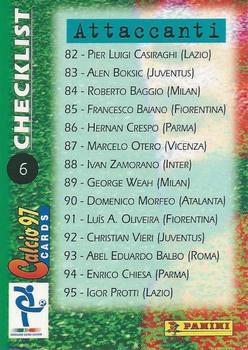1997 Panini Calcio Serie A #6 Checklist Back