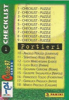 1997 Panini Calcio Serie A #1 Checklist Back