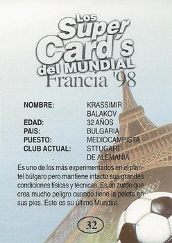 1998 Los Super Cards Del Mundial Francia #32 Krassimir Balakov Back