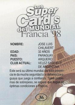 1998 Los Super Cards Del Mundial Francia #36 Jose Luis Chilavert Back