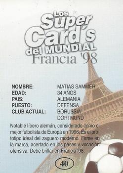 1998 Los Super Cards Del Mundial Francia #40 Matthias Sammer Back