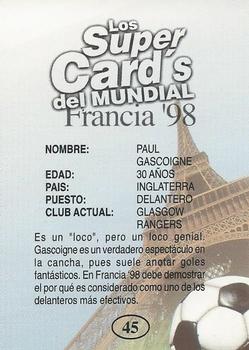 1998 Los Super Cards Del Mundial Francia #45 Paul Gascoigne Back