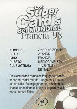 1998 Los Super Cards Del Mundial Francia #54 Zinedine Zidane Back