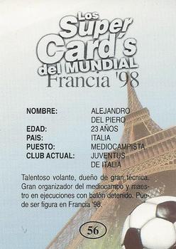 1998 Los Super Cards Del Mundial Francia #56 Alejandro Del Piero Back