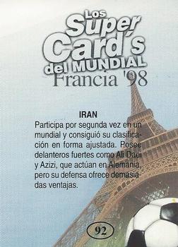 1998 Los Super Cards Del Mundial Francia #92 Iran Back