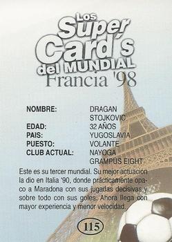 1998 Los Super Cards Del Mundial Francia #115 Dragan Stojkovic Back
