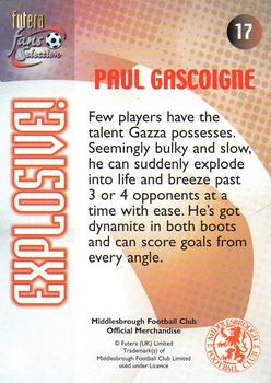 2000 Futera Fans Selection Middlesborough #17 Paul Gascoigne Back