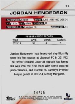 2014 Topps Premier Gold - Black #66 Jordan Henderson Back