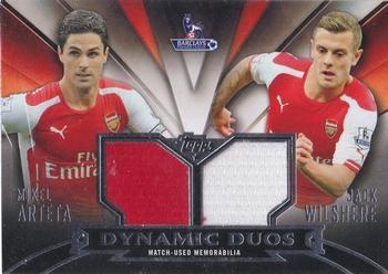2014 Topps Premier Gold - Dynamic Duo Relics #DDR-AW Mikel Arteta / Jack Wilshere Front