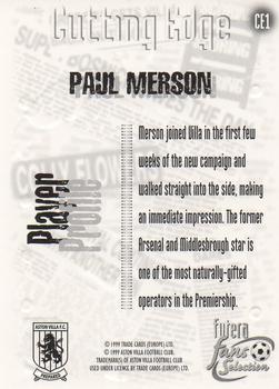 1999 Futera Aston Villa Fans Selection - Cutting Edge #CE1 Paul Merson Back