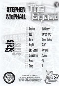 1999 Futera Leeds United Fans' Selection - Foil #31 Stephen McPhail Back