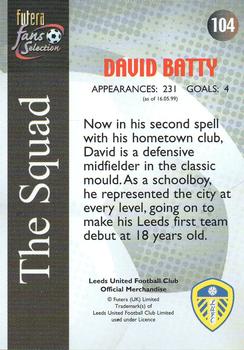 2000 Futera Fans Selection Leeds United - Foil #104 David Batty Back