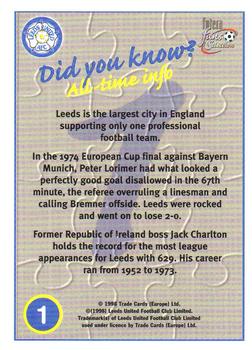 1997-98 Futera Leeds United Fans' Selection #1 Player  Montage Back