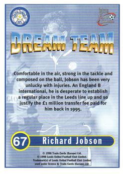 1997-98 Futera Leeds United Fans' Selection #67 Richard Jobson Back
