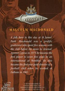 1999 Futera Platinum Newcastle United Greatest #NNO Malcolm Macdonald Back