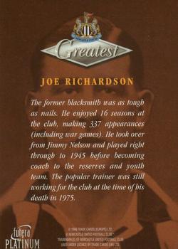 1999 Futera Platinum Newcastle United Greatest #NNO Joe Richardson Back