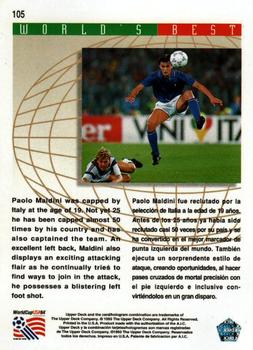 1993 Upper Deck World Cup Preview (English/Spanish) #105 Paolo Maldini Back
