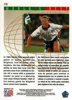 1993 Upper Deck World Cup Preview (English/Spanish) #115 David Platt Back