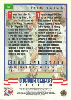 1993 Upper Deck World Cup Preview (English/Spanish) #135 Eric Wynalda Back